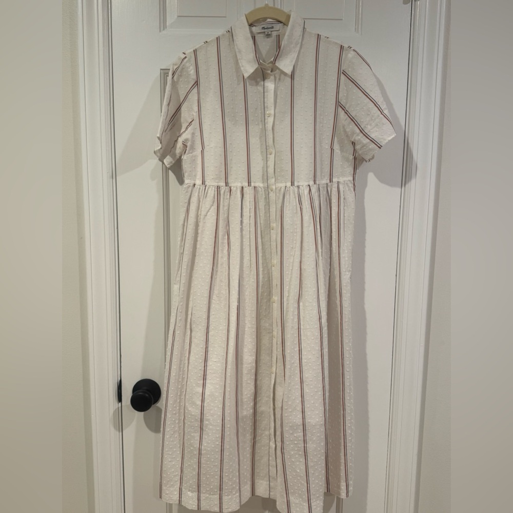 Madewell Midi Dress with Blue and Red Stripes
